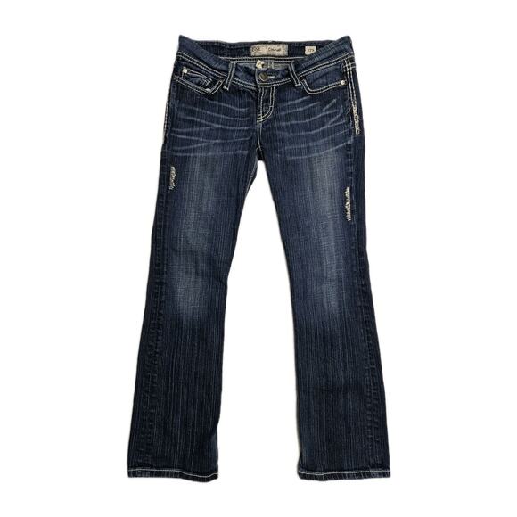 BKE Sabrina Bootcut Jeans Womens 27x29.5 Dark Wash White Stitched - Picture 2 of 9